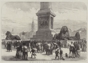 Les lions à la base de la colonne Nelson, Trafalgar Square